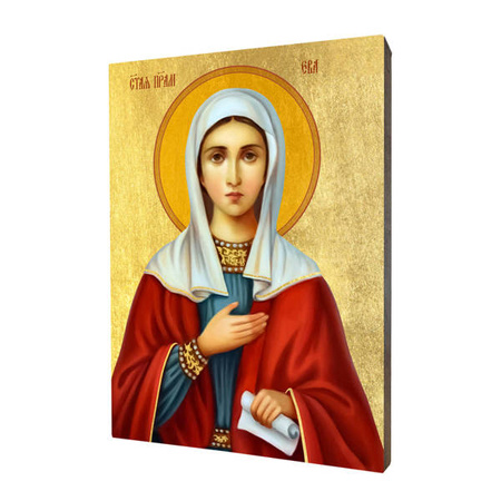 Ikona drewniana religijna ze złoceniem święta Ewa