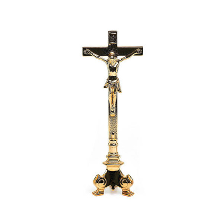Krzyż ołtarzowy na barokowej podstawie, pozłacany 43cm