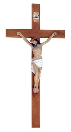 Chrystus na krzyżu drewnianym - Figura ( 135/80 cm )