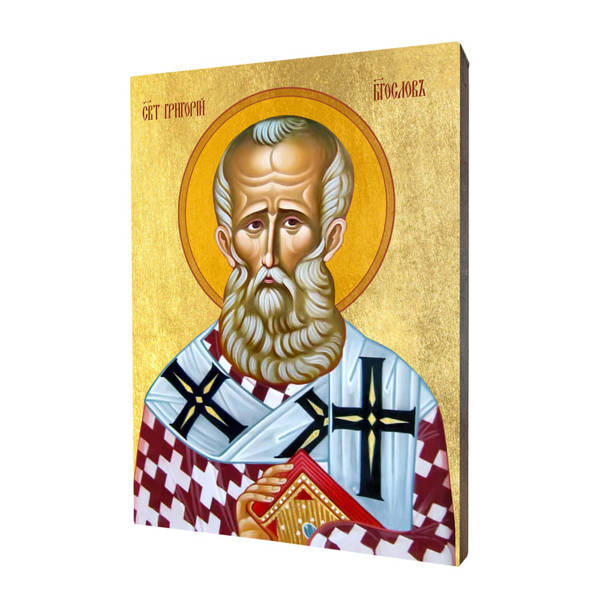 Ikona drewniana religijna ze złoceniem święty Grzegorz