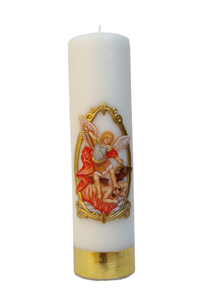Św. Michał-świeca ołtarzowa z aplikacją