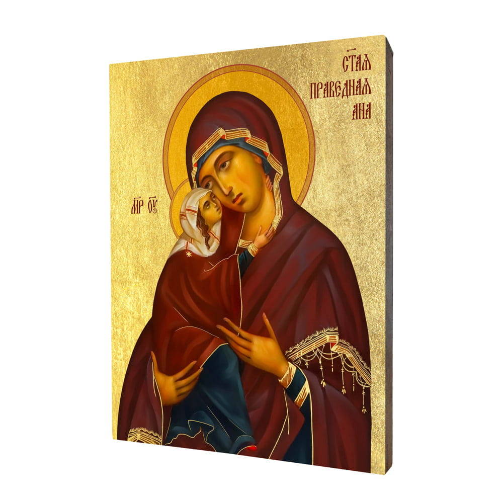 Ikona religijna drewniana święta Anna z Maryją