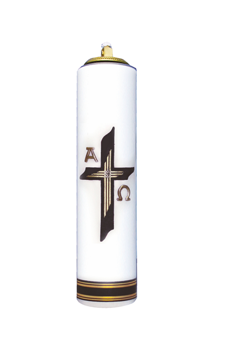 Krzyż czarny -świeca olejowa z aplikacją o wysokości 30 cm