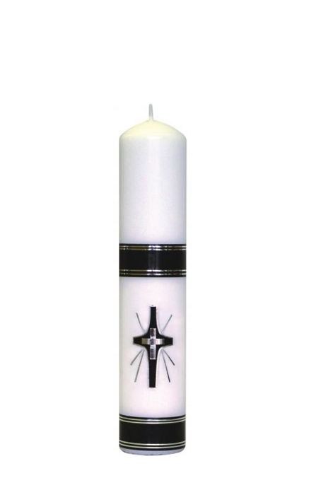 Krzyż srebrny -świeca pogrzebowa z aplikacją (różne rozmiary)